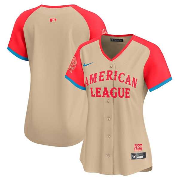 Womens American League Blank Cream 2024 All-Star Limited Stitched Baseball Jersey(Run Small)->2024 mlb all-star->MLB Jersey